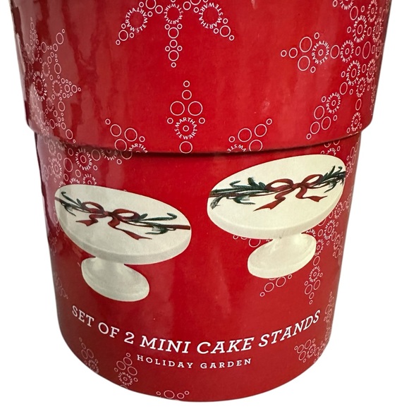 Martha Stewart 2 Mini Cake Cupcake Stands Holiday Garden Set Vintage NIB - Picture 2 of 6